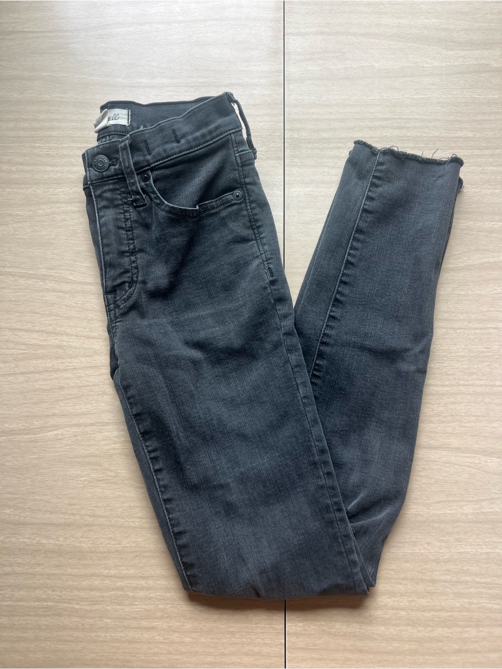 Madewell Women's Black Mid Rise Distressed Skinny Jeans Size 24